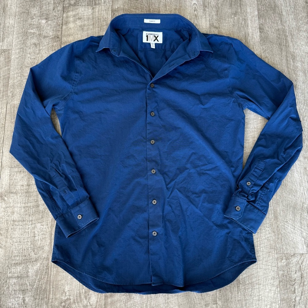 Express Men’s Blue Slim Fit Button Down Shirt